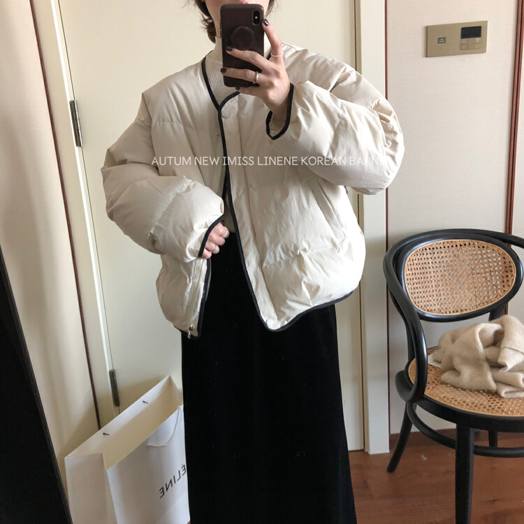[IMISS] Korean version of the contrast color edge cotton jacket cotton jacket QK877