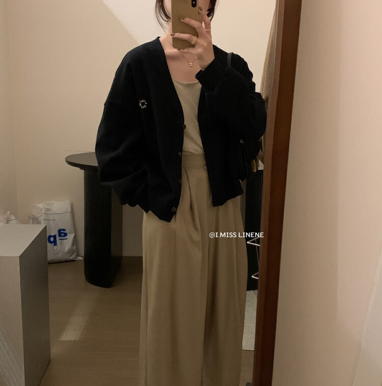 【IMISS】Korean version of casual lazy printed sweater coat top sweater QK3522# FHX