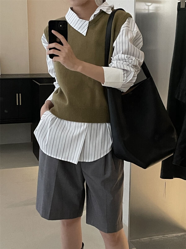 New in autumn!【CLEAN SPACE】Solid color round neck all-match vest 32973# CQW