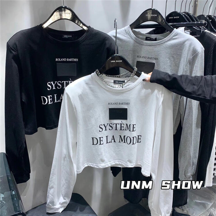 New in early autumn! [UNM-SHOW] Letter Print Pullover Long Sleeve T-Shirt 6581# WTT