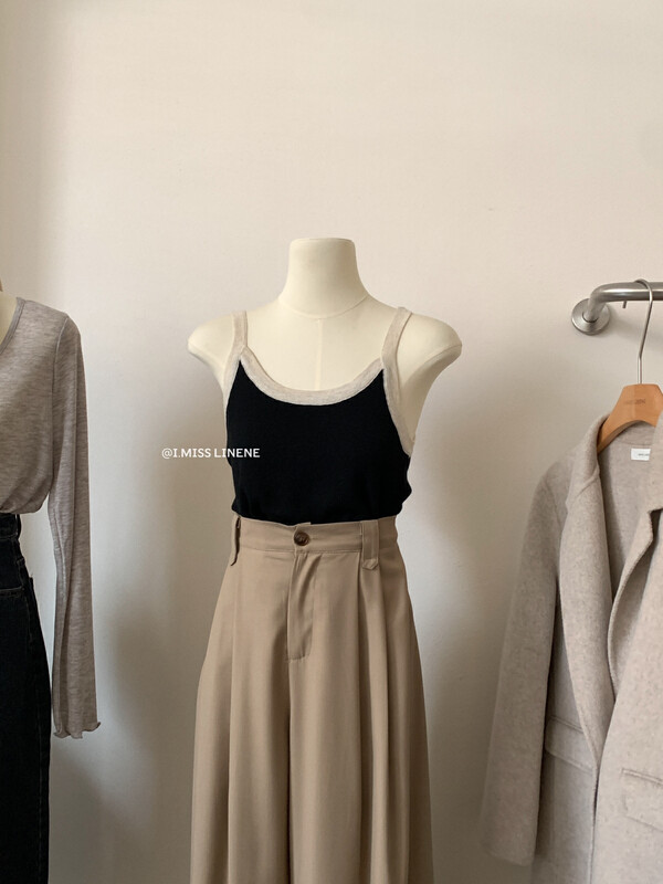 [IMISS] Korean version of the contrast color inner vest suspender top vest / suspenders QK0251