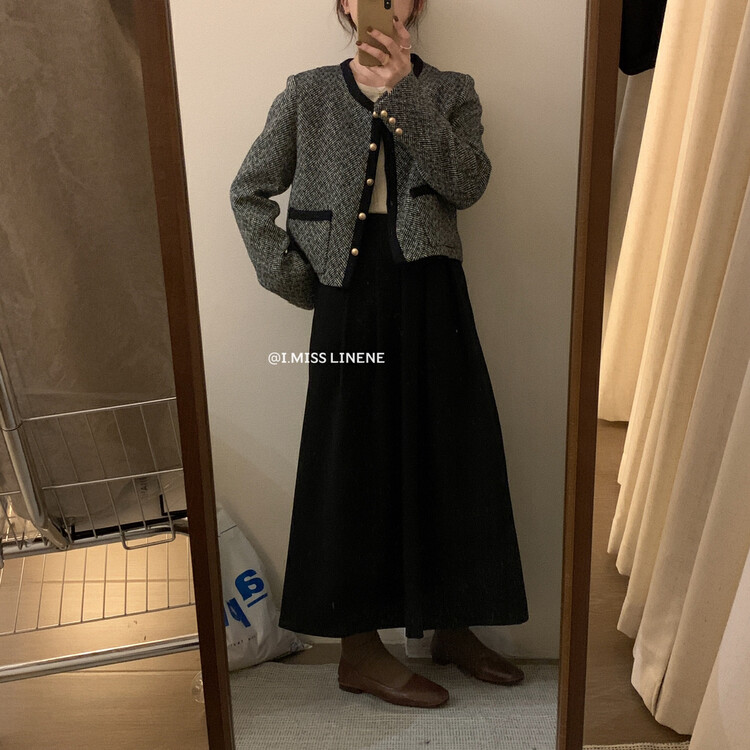 【IMISS】French temperament contrasting color small fragrance coat short coat QK8115# FHX