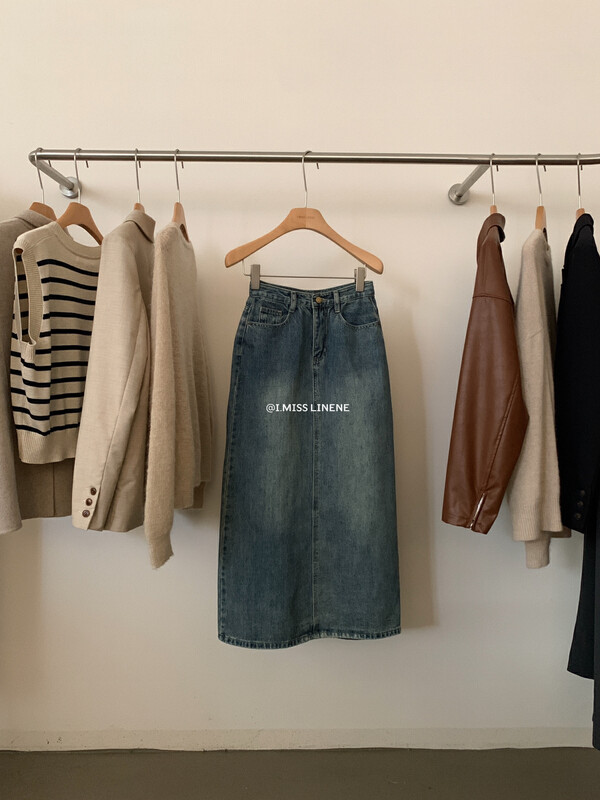 【IMISS】Retro distressed all-match denim skirt QK7986# FHX