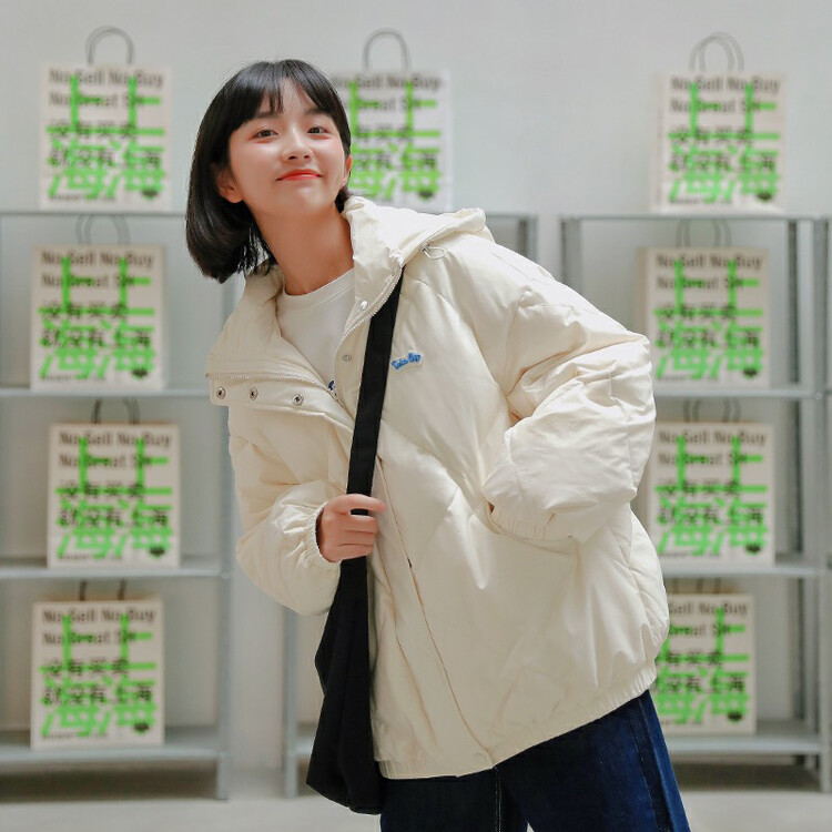 【KIKI STUDIO】Casual Loose College Style Hooded Warm Cotton Jacket (with Removable Hat) 7006# HJY