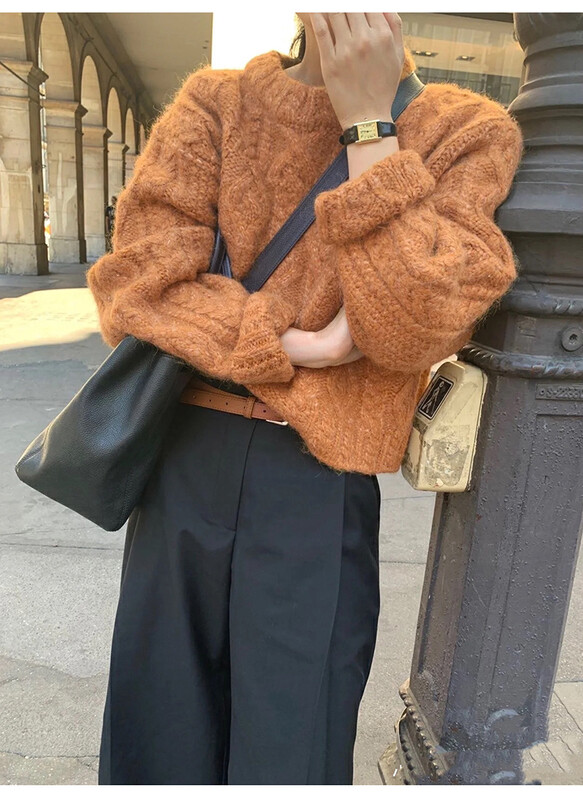 【THE MIND】Wool round neck pattern fashion thin and warm sweater 71509# JHY