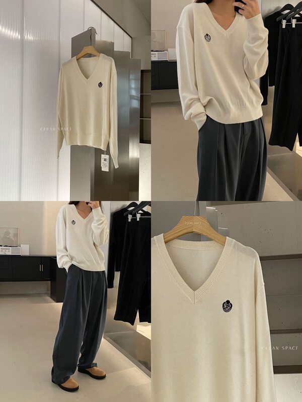New in autumn!【CLEAN SPACE】Korean style embroidered pattern casual knitted cardigan 32111# CQW