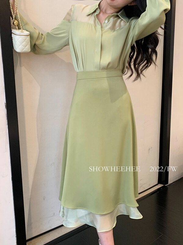 New in early autumn! [Xiu Xixi] Fashionable mid-length commuter skirt 19535# JHY