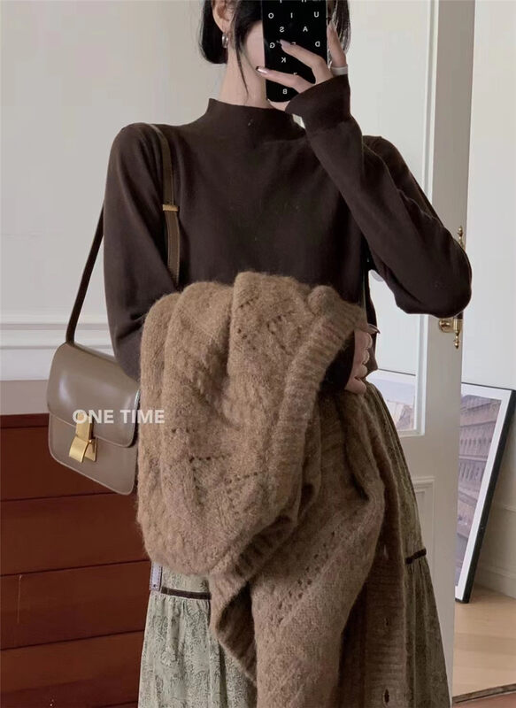 [Semi-plain] high-neck solid color all-match bottoming shirt L1116# ZJY