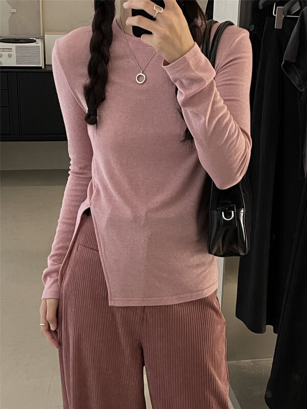 Original price 77.83! New for autumn! [CLEAN SPACE] solid color all-match round neck bottoming shirt 27798# CQW