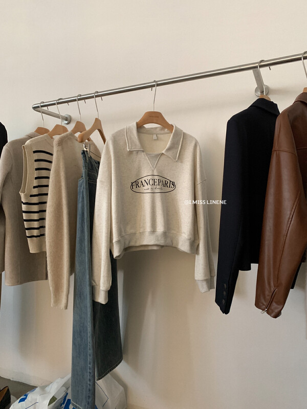 【IMISS】Korean version of casual lapel letter printing sweater sweater QK3515# FHX