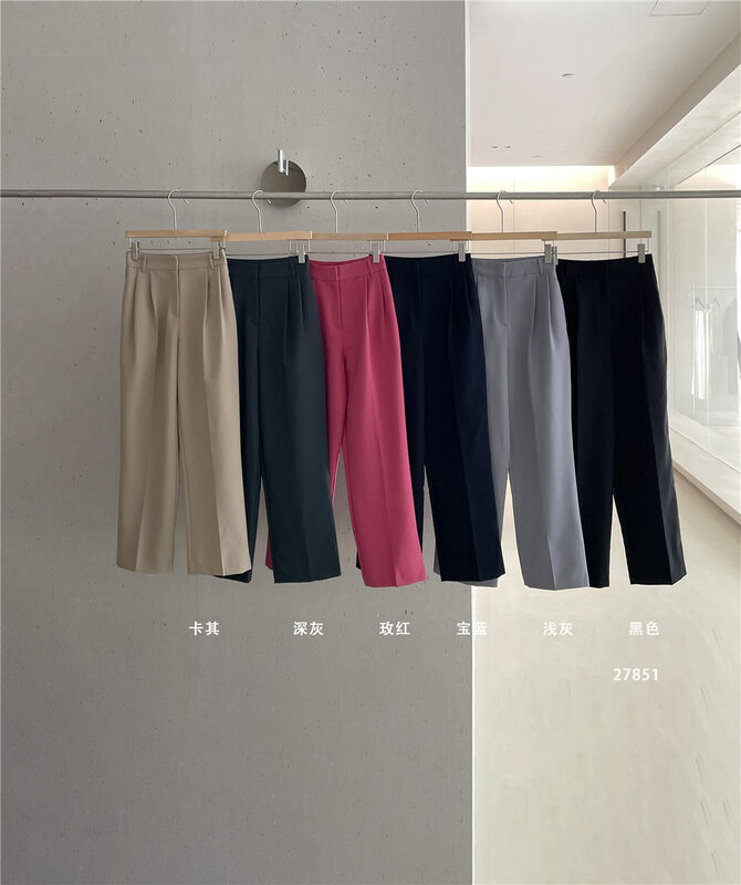 New in autumn!【CLEAN SPACE】Korean style all-match straight-leg slim casual pants 27851# CQW