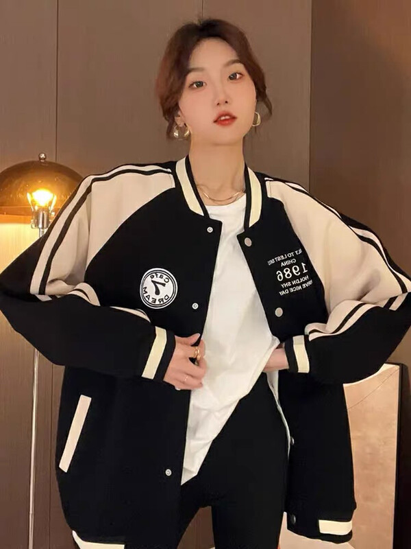 【KIKI STUDIO】Personalized contrasting loose short coat 6929# HJY