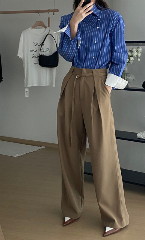 【CLEAN SPACE】Loose textured commuter trousers 33806