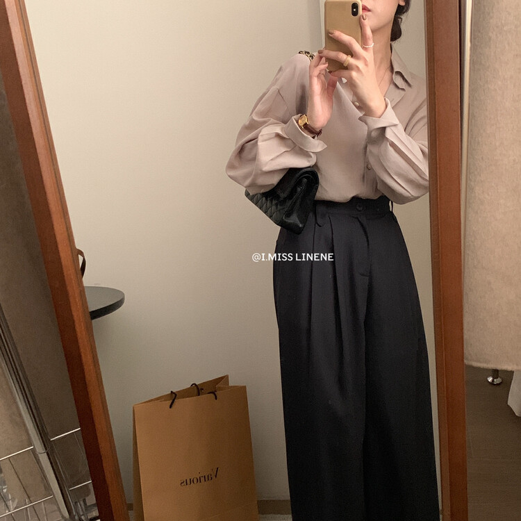 【IMISS】Multicolor Korean version simple and versatile Tencel shirt shirt QK3517# FHX