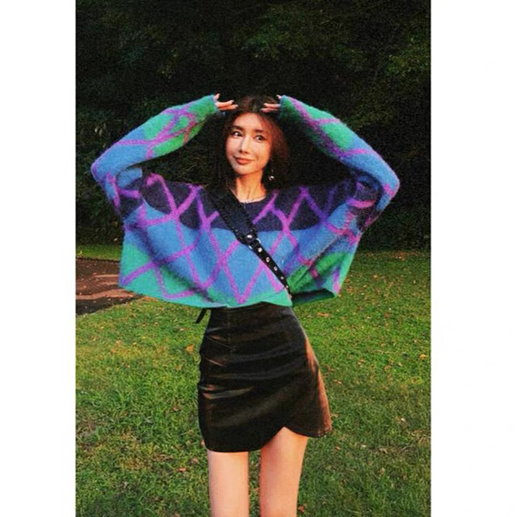 New in winter!【KIKI STUDIO】Colour contrast cool pullover sweater 6941# HJY
