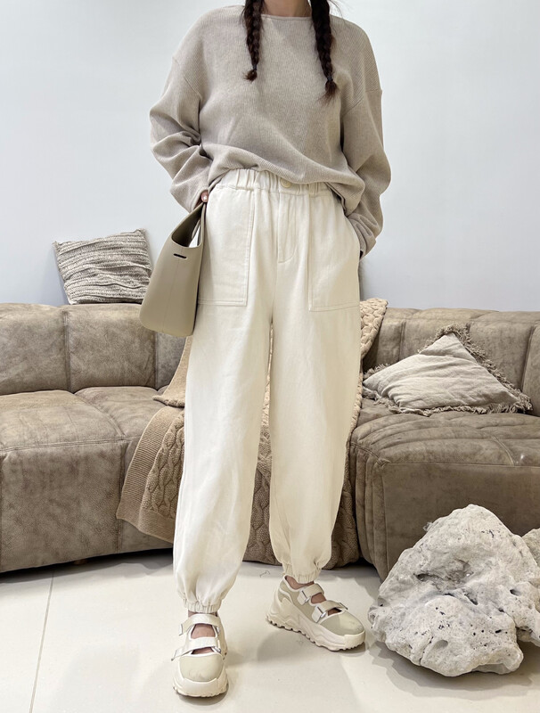 【RIN】Simple temperament all-match pocket high waist slim casual pants R21668