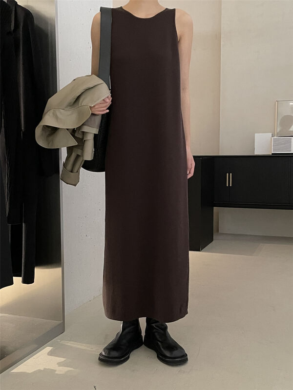 【CLEAN SPACE】Simple Solid Color Long Tank Top Dress 33727