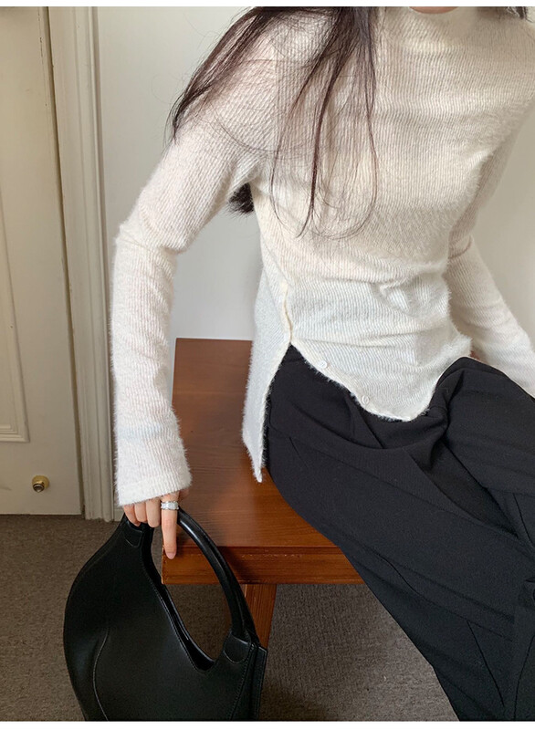 【THE MIND】Half turtleneck slimming sweater 61208