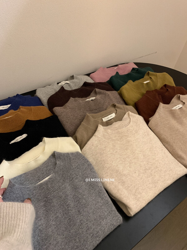 【IMISS】Multicolor Versatile Cashmere Knit Bottoming Top Knit Sweater QK0312# FHX