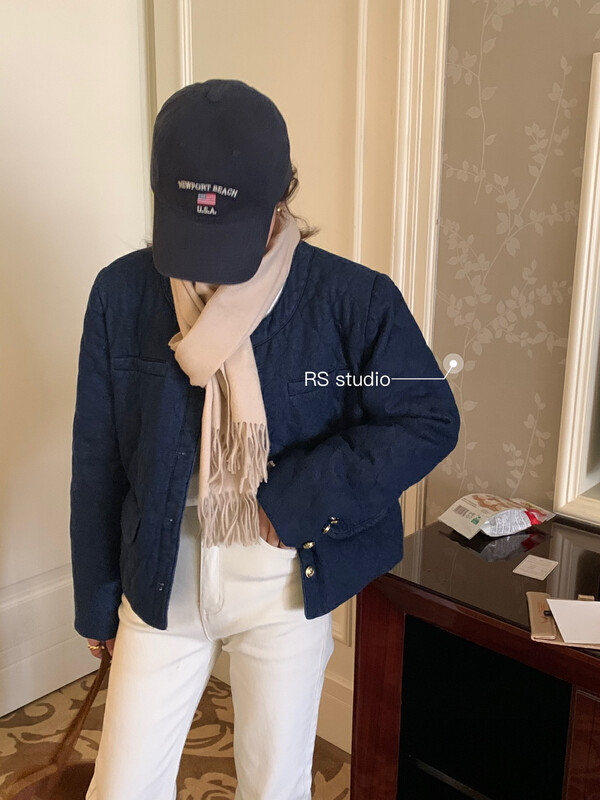 New for winter!  【RS】Round Neck Check Loose Short Jacket KL8021# FHX