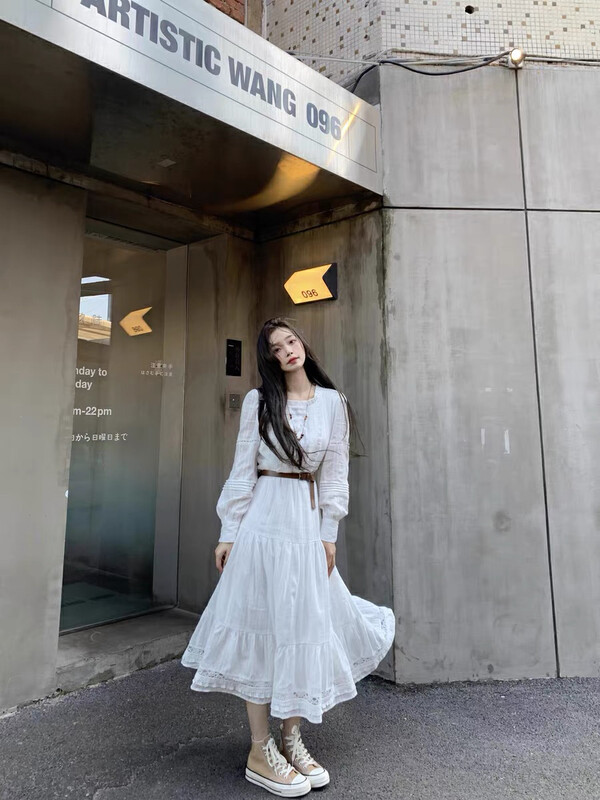 New in autumn!【KIKI STUDIO】Fashionable mid-length dress (with waist rope) 6775# HJY