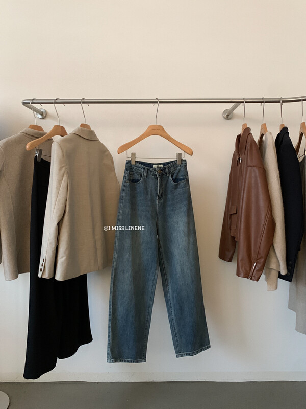 【IMISS】Korean version of retro nostalgic all-match denim mopping pants jeans QK7969# FHX