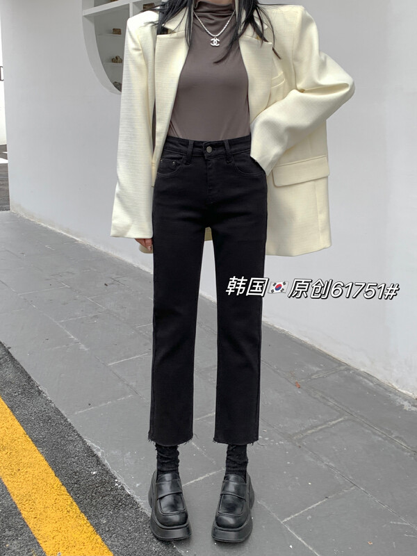 [Korean original] Simple and fashionable all-match cigarette pants jeans 61751-5