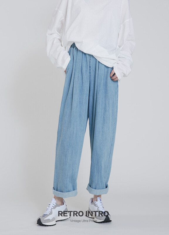 【RIN】Simple casual commuting all-match loose jeans R21502