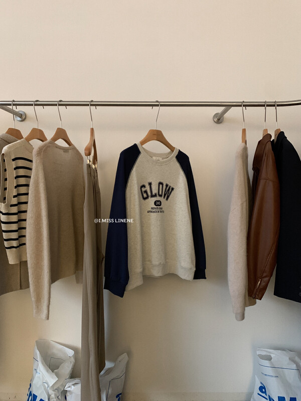 [IMISS] Korean version of casual color contrast letter printing sweater sweater QK3532
