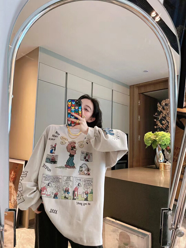 【NANCY】Nice design fun cartoon print long-sleeved T-shirt J001# WPL