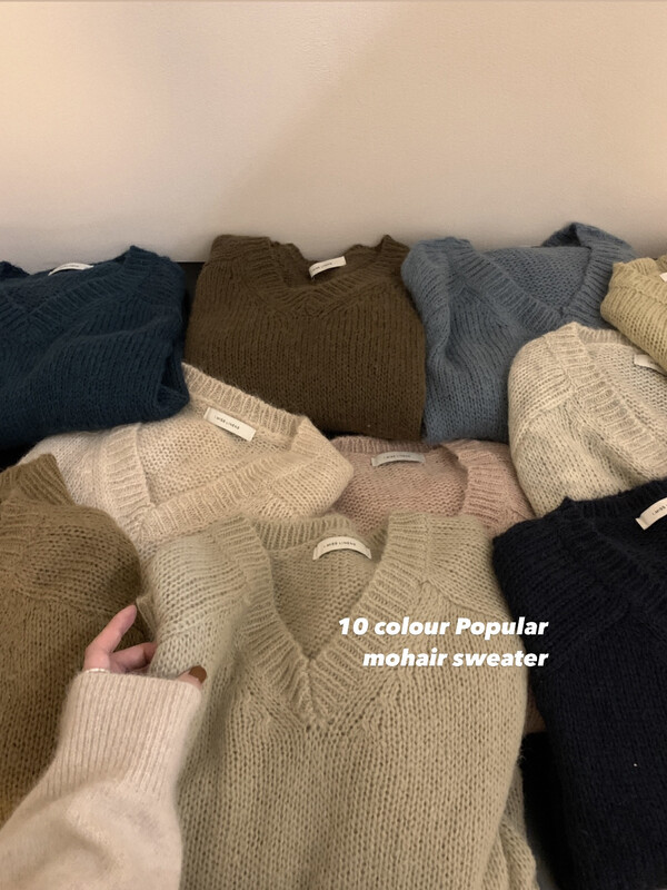 【IMISS】Multicolor Soft Waxy Comfortable V-Neck Wool Sweater Warm Sweater QK986# FHX