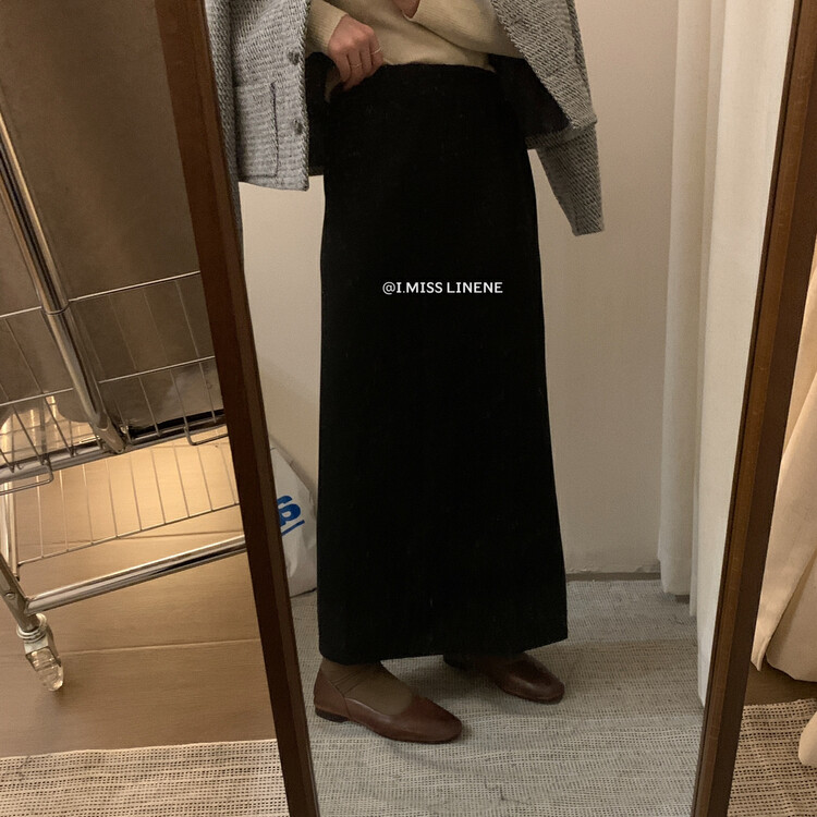 [IMISS] Korean version of all-match elastic waist pit skirt QK6511
