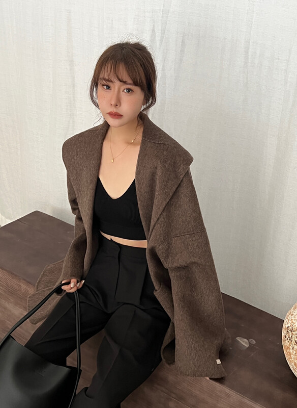 【RIN】Korean style all-match temperament cardigan double-sided woolen coat RB2070