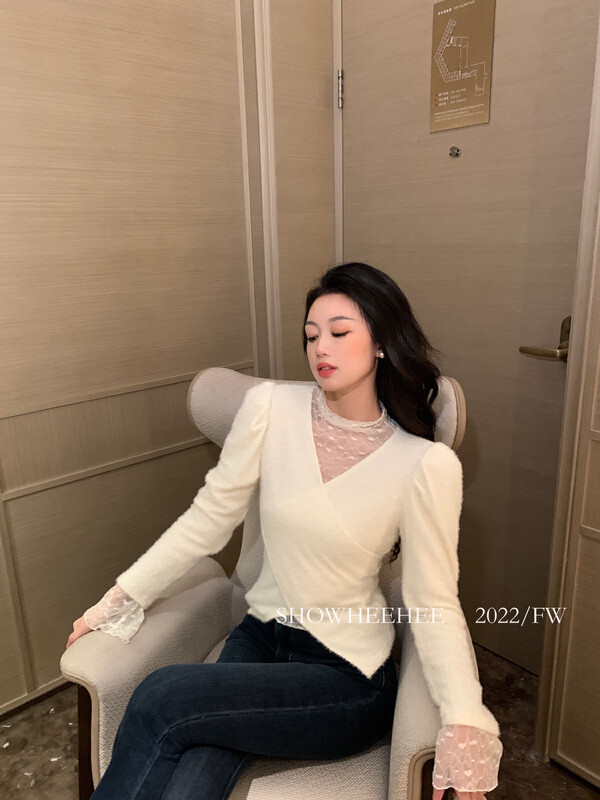 [Xiu Xixi] Temperament, pure desire, chic, cross, irregular waist, thickened fleece warm sweater 9313# JHY