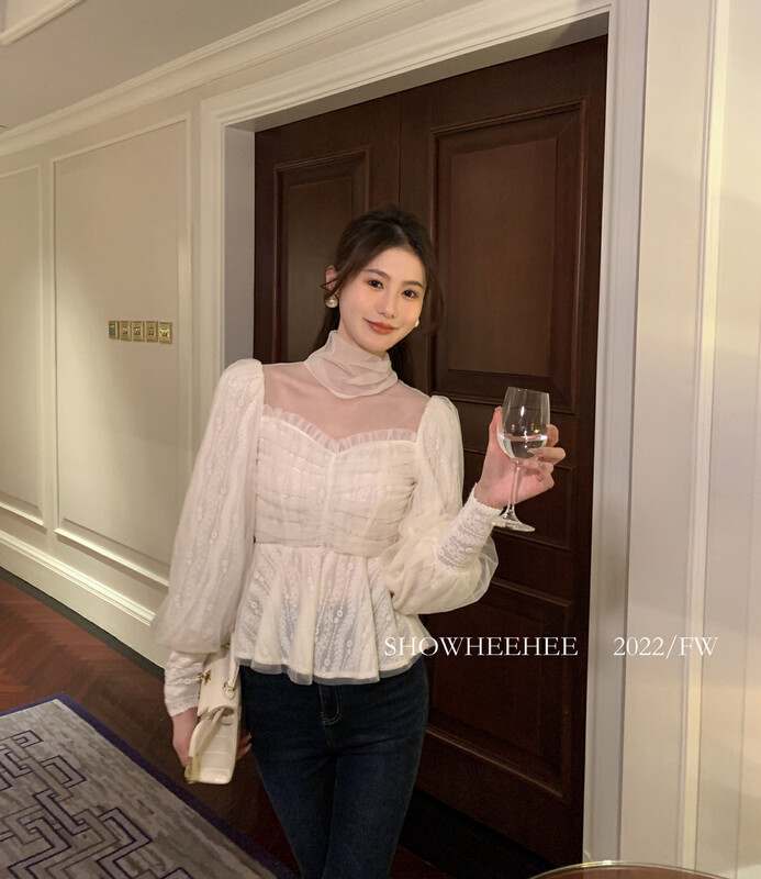 New in autumn! [Xiu Xixi] temperament high-end chic lace crocheted shirt 9271# JHY
