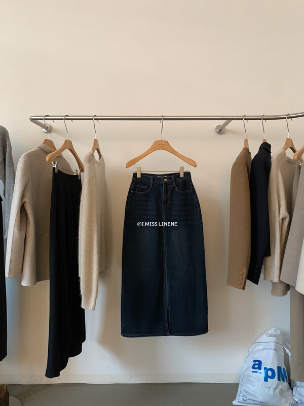 [IMISS] Retro distressed washed denim skirt denim skirt QK7996