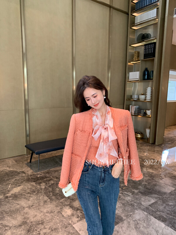 New in early autumn! [Xiu Xixi] Celebrity style tweed small fragrance coat + Korean sleeveless vest suit 360# JHY