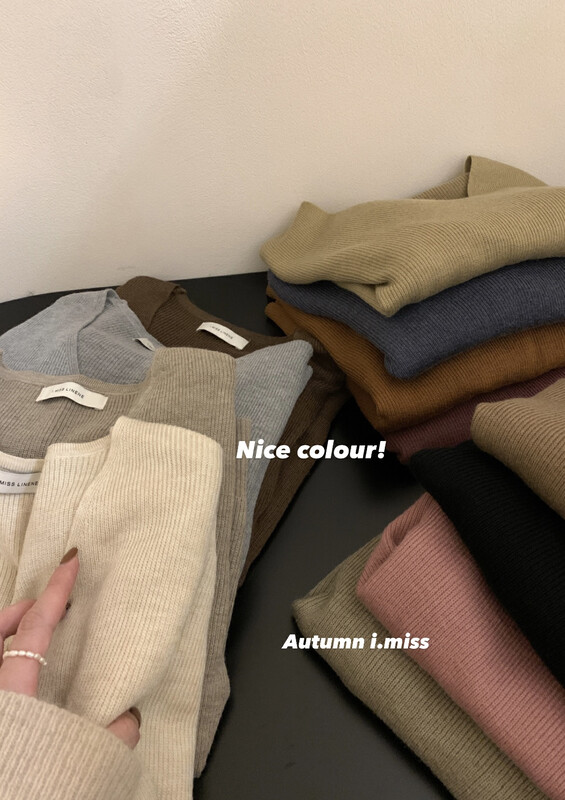 【IMISS】Multicolor all-match u-neck wool sweater knitted sweater (including 6 wool) QK0311# FHX