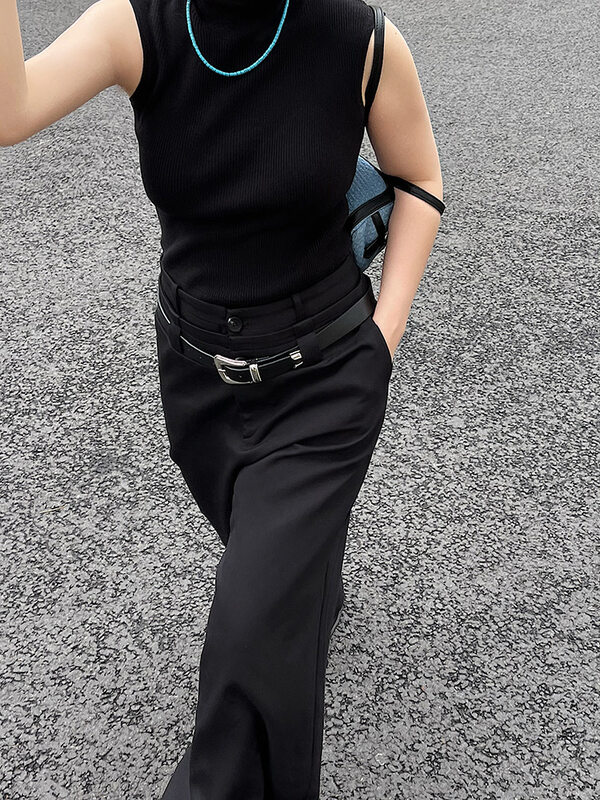 New in winter!【TAN】High waist loose solid color casual pants P3302# JJ