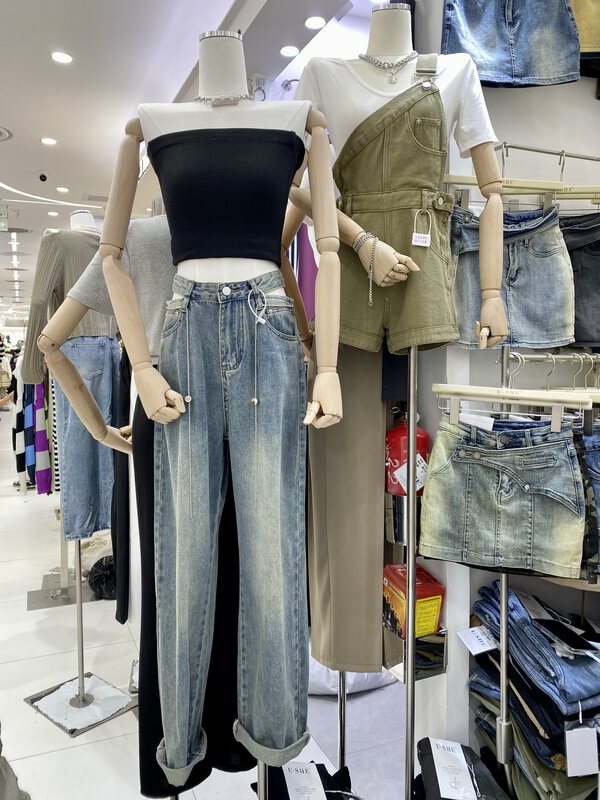 New in early autumn! [U.SHE] Gradient personality pocket jeans 6913# JJ