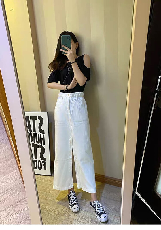 Original price 73.32! New in winter! [T.H] Korean loose beige wide-leg jeans 97600# LSW