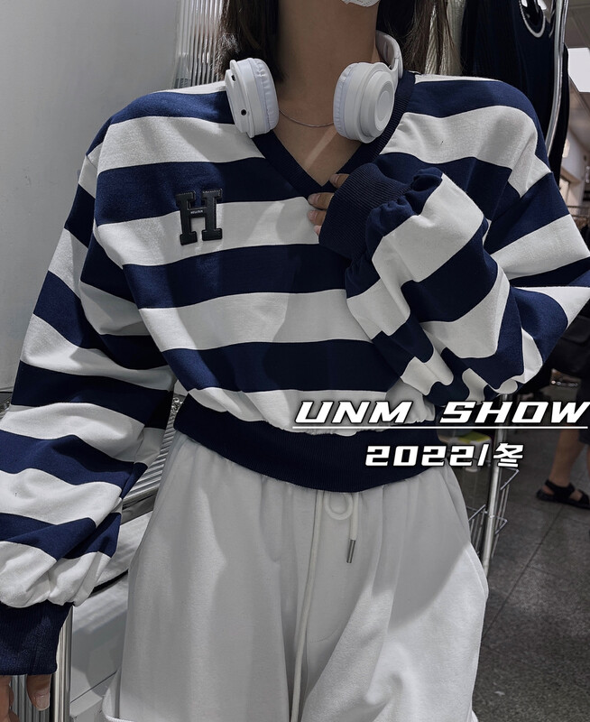 New in autumn!【UNM-SHOW】V-neck casual striped sweater 6655# WTT