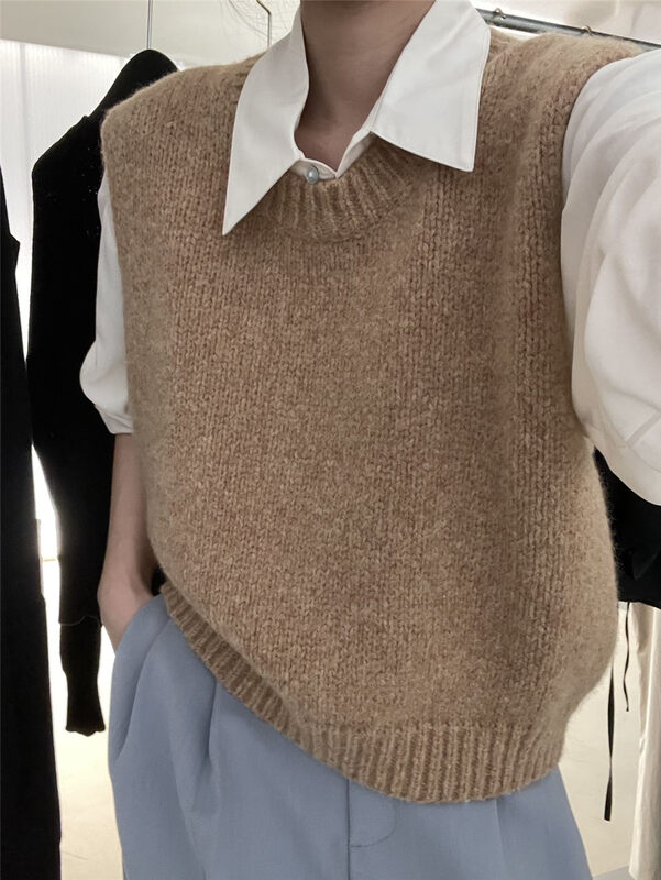 A must-have artifact for stacking~7 colors available [CLEAN SPACE] solid color all-match round neck vest 31881# CQW