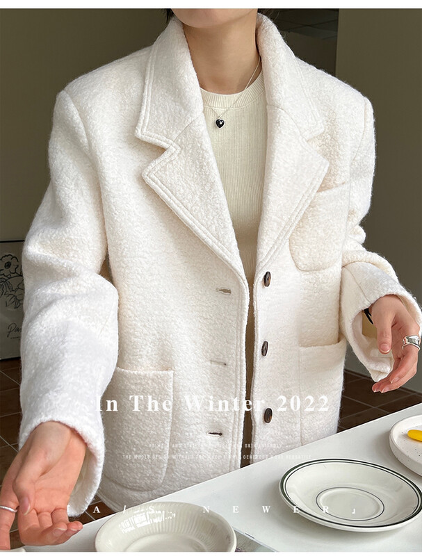 【THE MIND】Wool suit collar fashion all-match short coat 61253