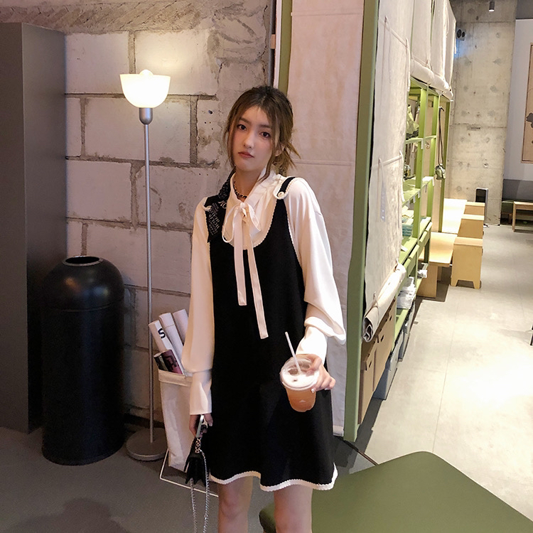 【KIKI STUDIO】Celebrity retro vest skirt + pure white shirt suit (with tie) 6943# HJY