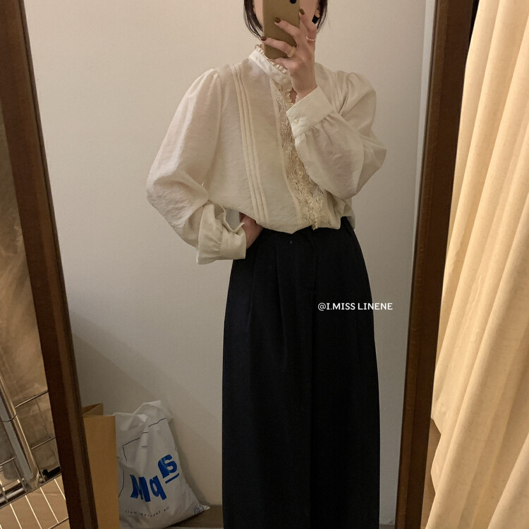 【IMISS】French Contrast Lace Shirt Shirt QK7125