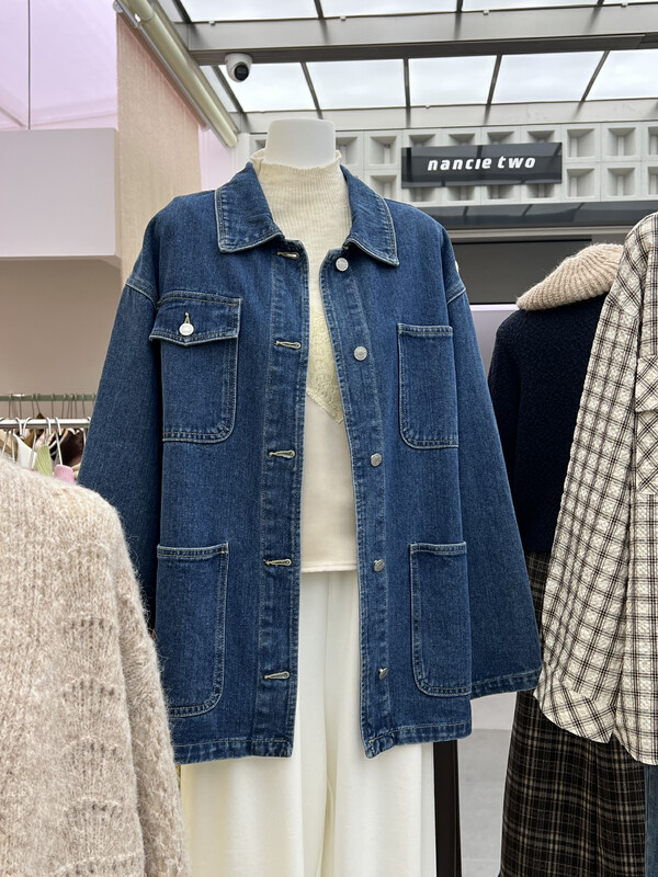 [RIN] Korean style classic loose and thin stitching pocket denim jacket 21370