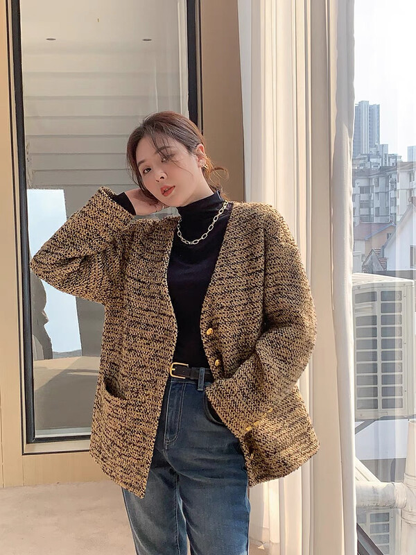 New in winter!【KIKI STUDIO】Celebrity retro small fragrance short coat 6979# HJY