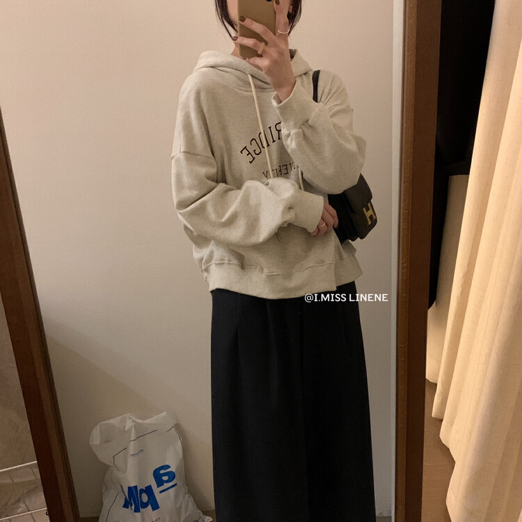 [IMISS] Korean casual hooded letter print sweatshirt QK3566