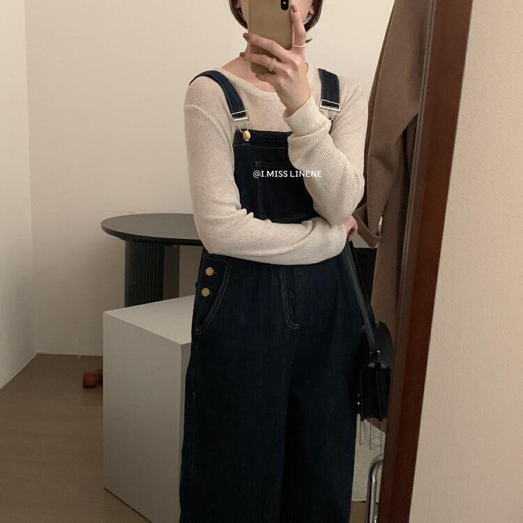 【IMISS】Retro casual lazy denim overalls overalls QK7971